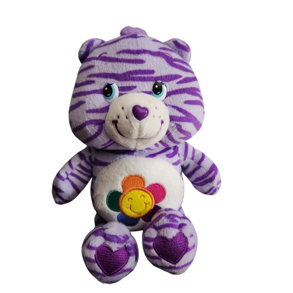 Care Bears Harmony Bear Jungle Party Plush Stuffed Toy Purple Stripes 2005‎ 8"
